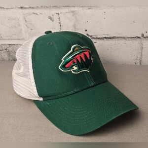 Reebok NHL Minnesota Wild Trucker Hat Green White Mesh Snapback Cap